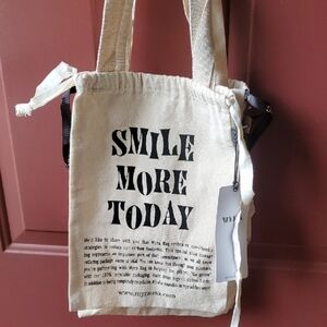 Two Myra Bag Cream Tote with Inspirational Print ( Shoe Bags)